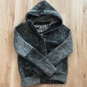 Superdry Charcoal and Light Gray Hooded Sweater